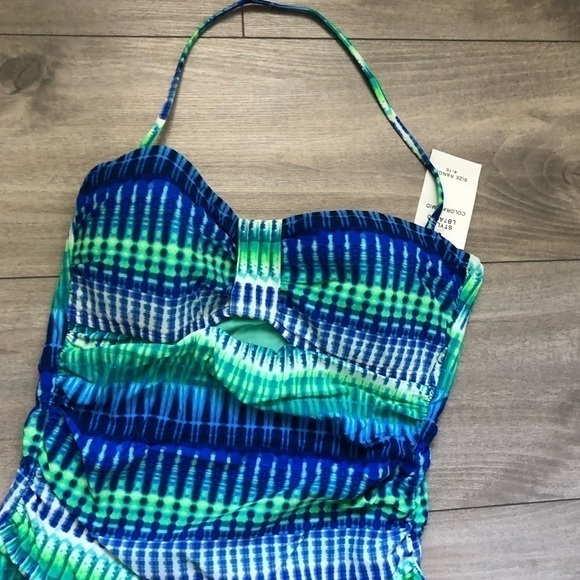 La Blanca Blue Green Halter Swim One Piece 6 - Picture 4 of 9